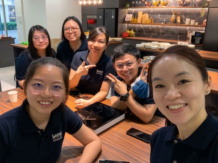 The ThreeStep team together in the office pantry
